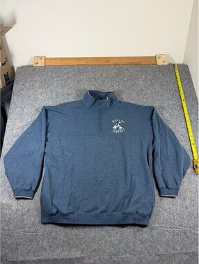 Vintage Y2K Big Dogs Blue 1/4 Zip Pullover Sweater Embroidered Logo Size XL
